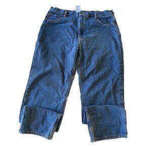 Carhartt Mens Blue Denim Jeans 42x34 Relaxed Fit 100% Cotton Straight Leg